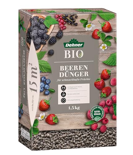 Dehner Bio Beerendünger, hochwertiger Dünger für Beerenpflanzen, organischer NPK-Dünger, mit Spurennährstoffen, ökologisch wertvoll, natürliche Langzeitwirkung, 1.5 kg, für ca. 15 qm von Dehner