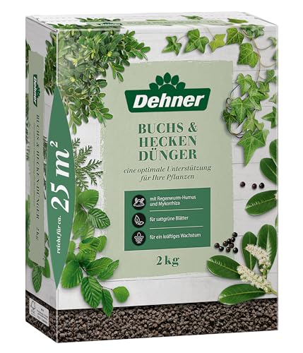 Dehner Buchs- und Heckendünger, hochwertiger Dünger für Buchs / Hecken, organisch mineralischer NPK-Dünger, mit Spurennährstoffen, 2 kg, für ca. 25 qm, bunt von Dehner