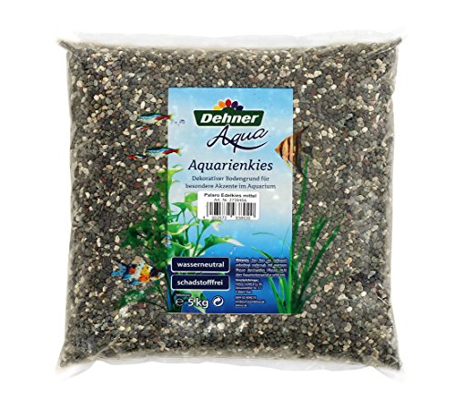 Dehner Aqua Aquarienkies Palaro, Edelkies, Körnung 3 - 5 mm, 5 kg, weiß/grau/schwarz von Dehner