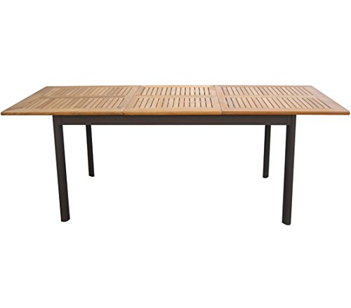 Dehner Auszugstisch Calais, 152 / 210 x 89 x 76 cm, aus FSC® - zertifiziertem Teakholz / Aluminium, natur von Dehner