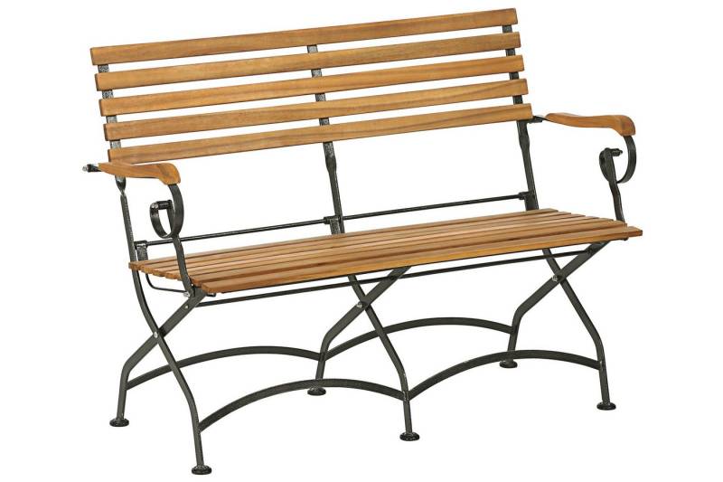 Dehner Gartenbank Klappbank Tegernsee 2-Sitzer ca. 124 x 88 x 57 cm, Gartenbank für Balkon oder Hauseingang, nostalgisch romantisch von Dehner