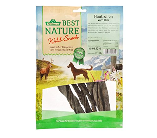 Dehner Best Nature Hundesnack, hochwertiges Leckerli, Kausnack für Hunde, Rehhaut Rollen, 100 g von Dehner