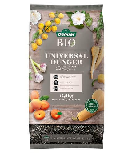 Dehner Bio-Dünger, hochwertiger Dünger für Gemüse / Obst / Zierpflanzen, organischer NPK-Humusdünger, ökologisch wertvoll, mit Regenwurm-Humus / Mykorrhiza, 12.5 kg, für ca. 75 qm Dehner Bio-Dünger, hochwertiger Dünger für Gemüse / Obst / Zierpflanzen, organischer NPK-Humusdünger, ökologisch wertvoll, mit Regenwurm-Humus / Mykorrhiza, 12.5 kg, für ca. 75 qm von Dehner