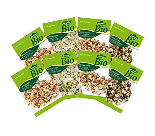 Dehner Bio Keimsprossen, 2 x 4 Sorten, Fitness-, Gourmet-, Pikant-Aromatisch und Wellness Mischung von Dehner