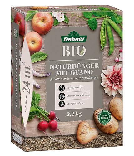 Dehner Bio Naturdünger mit Guano, hochwertiger Dünger für Gemüsepflanzen / Gartenpflanzen, organisch mineralischer NPK-Dünger, ökologisch wertvoll, 2.5 kg, für ca. 25 qm von Dehner