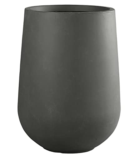 Dehner Blumenkübel Pflanztopf Curved, mit Bodenloch, Ø außen 40 cm/Ø innen 31 cm, Höhe 55 cm, Fiberglas, grau von Dehner