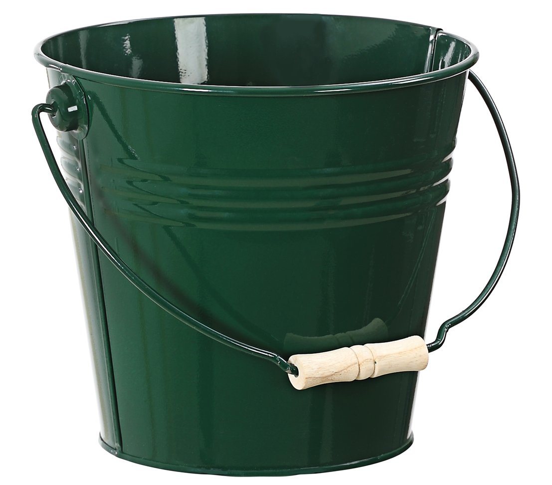 Dehner Blumentopf Dekoeimer, Ø 24 cm, Höhe 22 cm, Zink/Holz, grün von Dehner