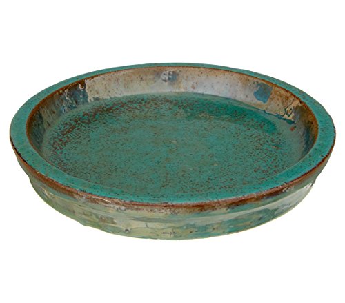Dehner Blumentopf-Untersetzer, rund, Ø ca. 31 cm, Keramik, glasiert, grün von Dehner