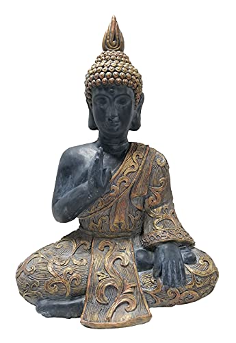 Dehner Dekofigur Buddha, 64 x 46 x 29 cm, Magnesia, schwarz/Gold von Dehner