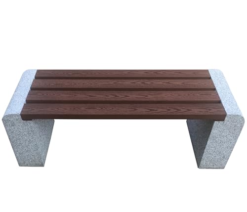 Dehner Gartenbank, ca. 120 x 45 x 35 cm, Granit/WPC, grau/braun von Dehner