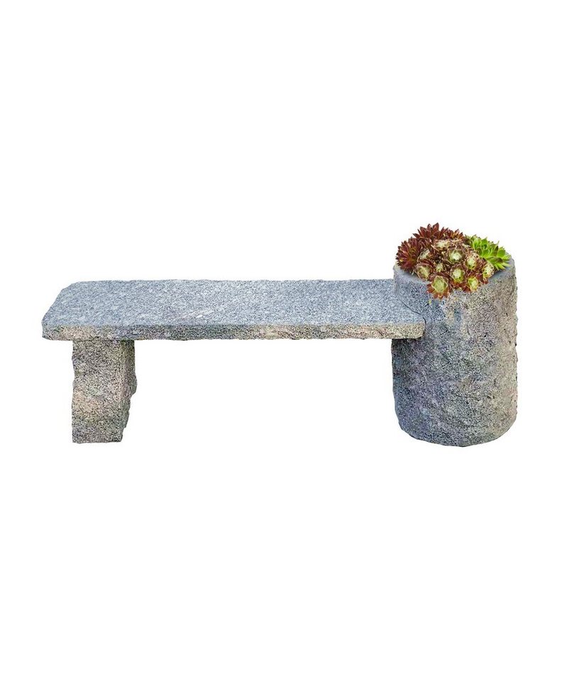 Dehner Gartenbank Flora mit Pflanztrog, 130 x 45 x 30 cm, Granit, Sitzfläche und Füße aus hochwertigem Granit, moderne Gestaltung von Dehner