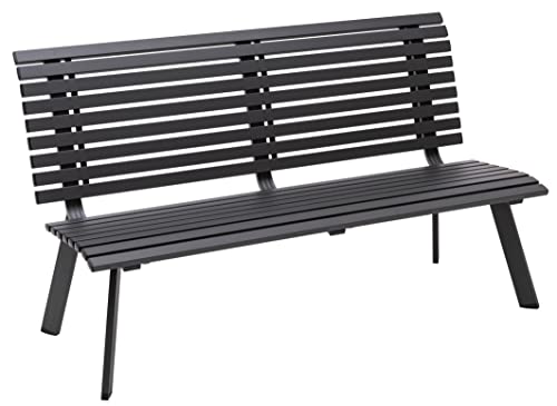 Dehner Gartenbank London, 2-Sitzer, ca. 150 x 88 x 64 cm, Aluminium, grau von Dehner