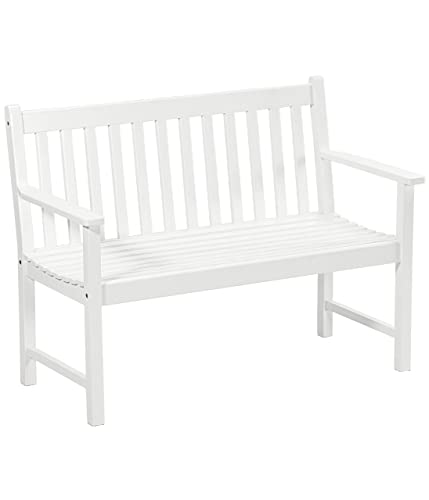 Dehner Gartenbank Mykonos, 2-Sitzer, ca. 120 x 89 x 61 cm, aus FSC® - zertifiziertem Akazienholz, weiß von Dehner