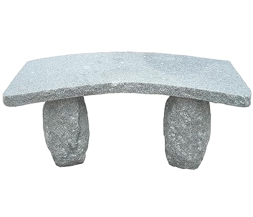 Dehner Gartenbank gebogen, 2-Sitzer, ca. 100 x 40 x 45 cm, Granit, grau von Dehner
