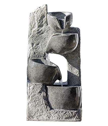 Dehner Gartenbrunnen Circ mit LED Beleuchtung, ca. 89 x 29 x 44.3 cm, Polyresin, grau von Dehner