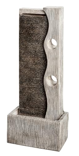 Dehner Gartenbrunnen Eclipse mit LED Beleuchtung, ca. 100 x 40 x 19.8 cm, Polyresin, grau von Dehner