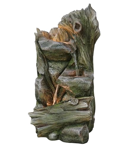 Dehner Gartenbrunnen Grano, Solarbrunnen frostbeständig, Brunnen für Außen, mit LED Beleuchtung, ca. 79.4 x 40.7 x 37.2 cm, Polyresin, grau von Dehner