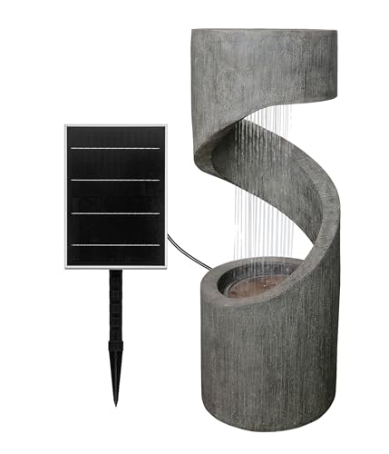 Dehner Gartenbrunnen Ronda, Solarbrunnen frostbeständig, Brunnen für Außen, mit LED Beleuchtung, ca. 79.5 x 31.5 x 31.5 cm, Polyresin, grau von Dehner