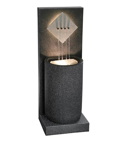 Dehner Gartenbrunnen Triton, Terassenbrunnen frostbeständig, Brunnen für Außen, mit LED Beleuchtung, ca. 96.5 x 36.5 x 33.5 cm, Polyethylen, schwarz von Dehner