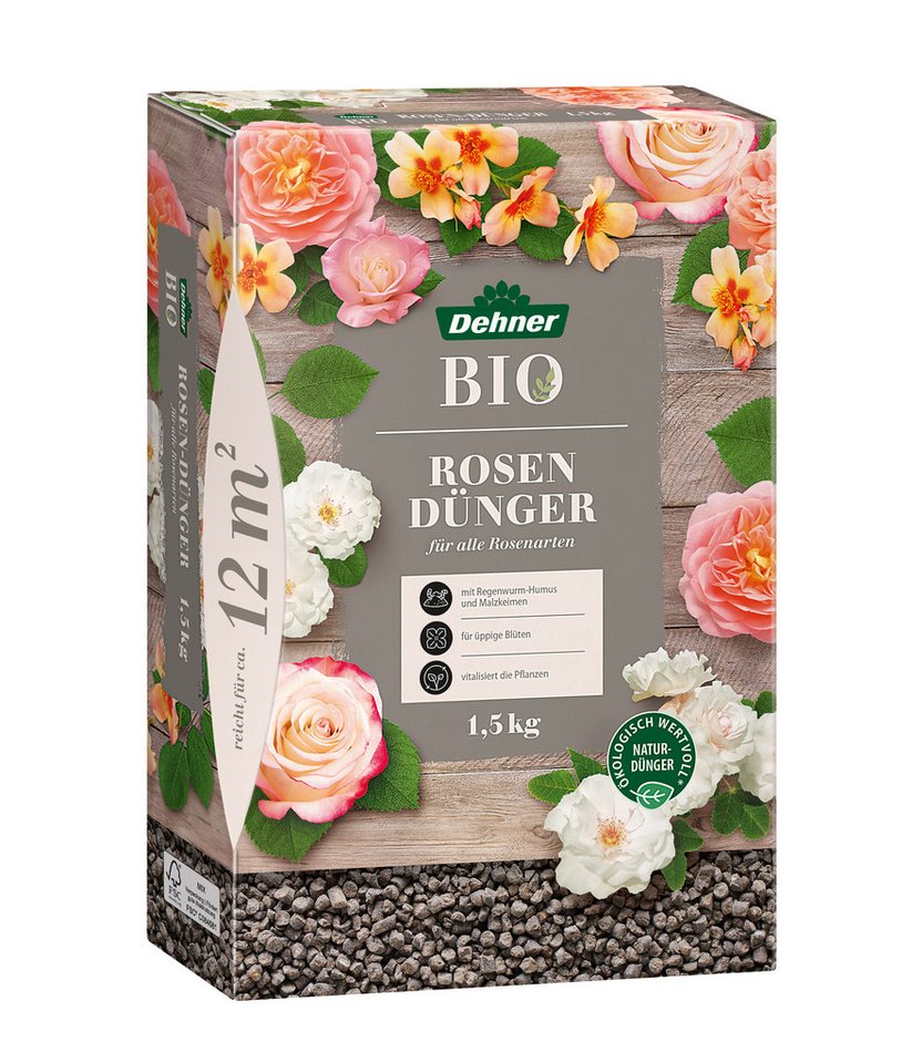 Dehner Gartendünger Bio Rosendünger, hochwertiger NPK-Dünger, 1.5kg, für ca. 12qm, natürliche Langzeitwirkung, organisch mit Spurennährstoffen Dehner Gartendünger Bio Rosendünger, hochwertiger NPK-Dünger, 1.5kg, für ca. 12qm, natürliche Langzeitwirkung, organisch mit Spurennährstoffen von Dehner