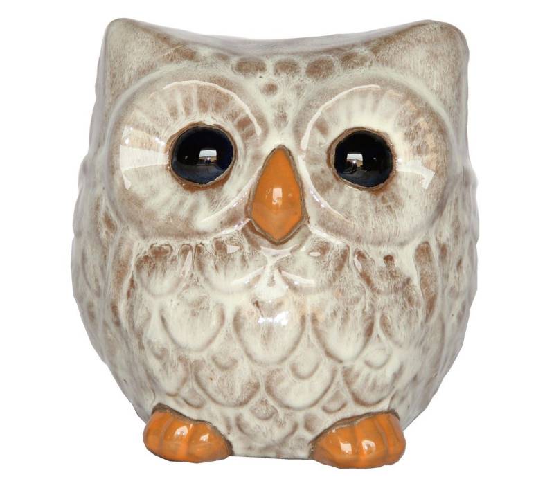 Dehner Gartenfigur Eule, 20 x 20 x 18 cm, Keramik, beige von Dehner