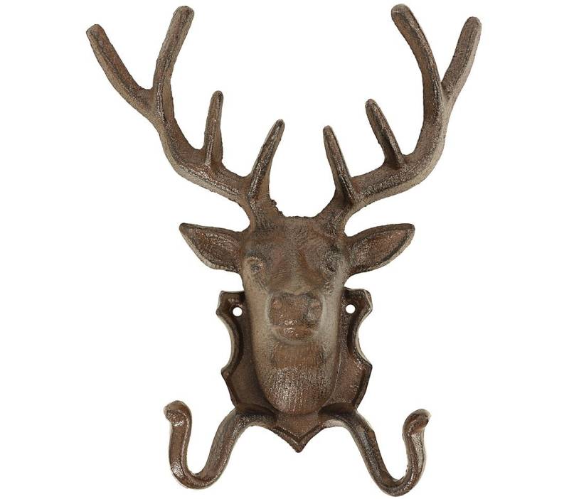 Dehner Gartenfigur Hirsch mit Haken, nostalgisch, 26 x 21.5 x 10.5 cm von Dehner