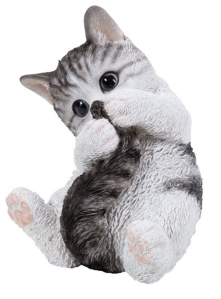 Dehner Gartenfigur Kätzchen spielend, 13 x 18 x 24.5 cm, Polyresin, Dekokatze aus wetterfestem Kunstharz von Dehner