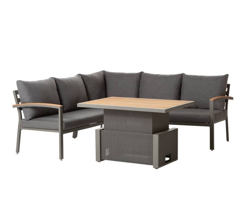 Dehner Gartenlounge-Set Colmar, 4-teilig, 5-Sitzer, inkl. höhenverstellbarem Tisch und Polster, aus FSC®-zertifiziertem Teakholz, wasserabweisenden Olefin von Dehner