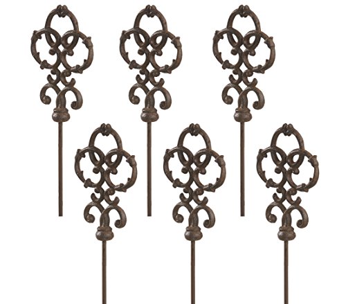 Dehner Gartenstab Ornament Kreis, 6 Stück, je ca. 140 x 13 x 3.2 cm, Gusseisen, edelrostfarben von Dehner