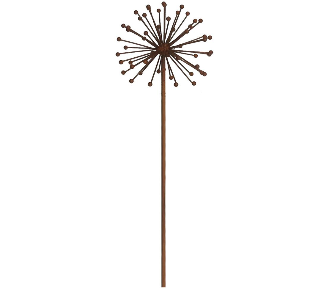 Dehner Gartenstecker Dandelion, Metall, braun Dekostab in Pusteblumenform, frostbeständig, Edelrost-Optik von Dehner