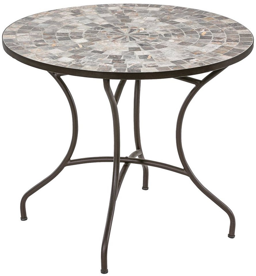 Dehner Gartentisch Gartentisch Grazia, mit Mosaik, Eisen/Stein, Romantischer Mosaiktisch mit einem pulverbeschichteten Eisengestell von Dehner