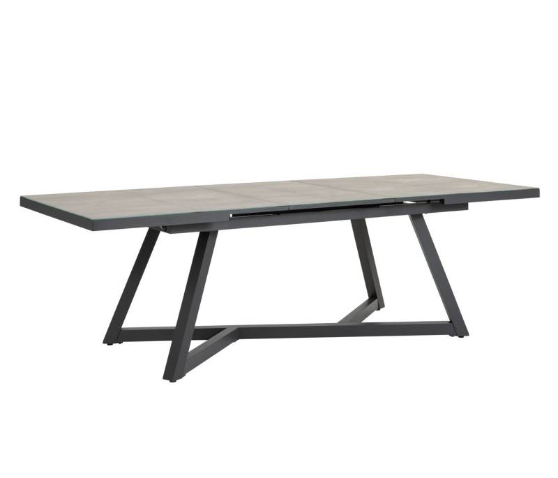 Dehner Gartentisch Monaco, 190/250 x 100 x 77 cm, Aluminium / Glas, Ausziehtisch mit Glasplatte mit bis zu 8 Sitzplätzen von Dehner