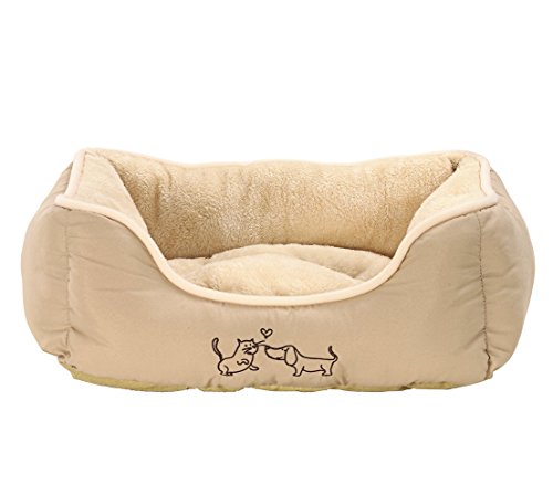 Dehner Lieblinge Hundebett und Katzenbett Sammy, ca. 61 x 48 x 18 cm, Polyester, beige von Dehner