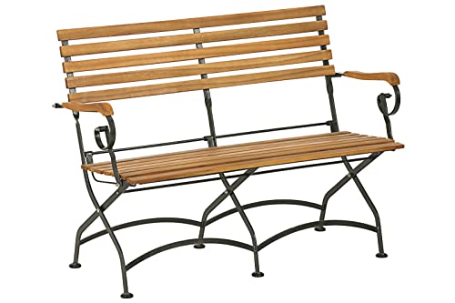 Dehner Klappbank Tegernsee, 2-Sitzer, ca. 124 x 88 x 57 cm, aus FSC® - zertifiziertem Akazienholz / Stahl, natur von Dehner