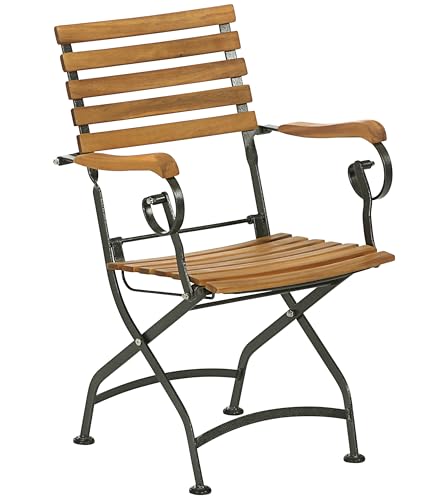 Dehner Klappsessel Tegernsee, ca. 88 x 57 x 56 cm, aus FSC® - zertifiziertem Akazienholz / Stahl, natur / schwarz von Dehner