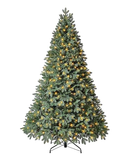 Dehner Künstlicher Weihnachtsbaum Tanne Alva, mit LED Beleuchtung warmweiß, Höhe ca. 210 cm, Metall/Kunststoff, grün von Dehner