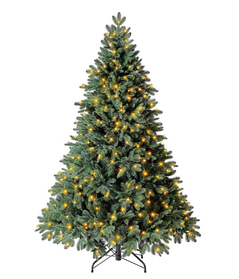 Dehner Künstlicher Weihnachtsbaum Tanne Alva m. 350 LEDs/Ständer, Höhe 180 cm, hochwertiger künstlicher Christbaum mit LED Beleuchtung von Dehner