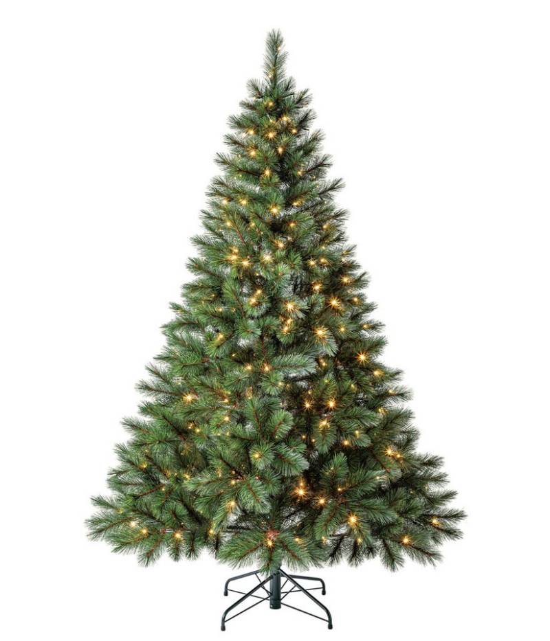 Dehner Künstlicher Weihnachtsbaum Tanne Ivar mit LED/Ständer, Höhe 210 cm, Ø 132 cm, hochwertiger Christbaum mit LED Beleuchtung von Dehner