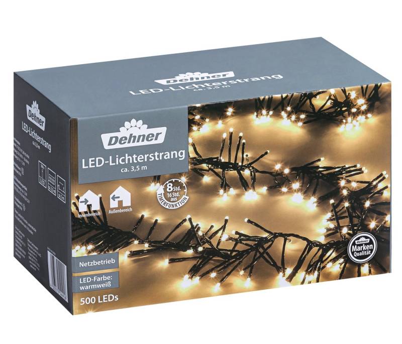Dehner LED-Lichterkette LED Lichterstrang, 500 LEDs, warmweiß, Länge 3.50 m, für Innenbereich und Außenbereich von Dehner