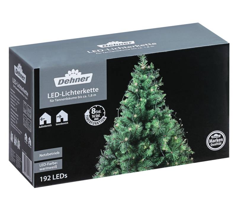 Dehner LED-Lichterkette LED Lichterkette für Weihnachtsbäume, 192 LEDs, mit warmweißem Licht, Länge 180 cm, 3.6 W, Schutzklasse II/IP44 Dehner LED-Lichterkette LED Lichterkette für Weihnachtsbäume, 192 LEDs, mit warmweißem Licht, Länge 180 cm, 3.6 W, Schutzklasse II/IP44 von Dehner