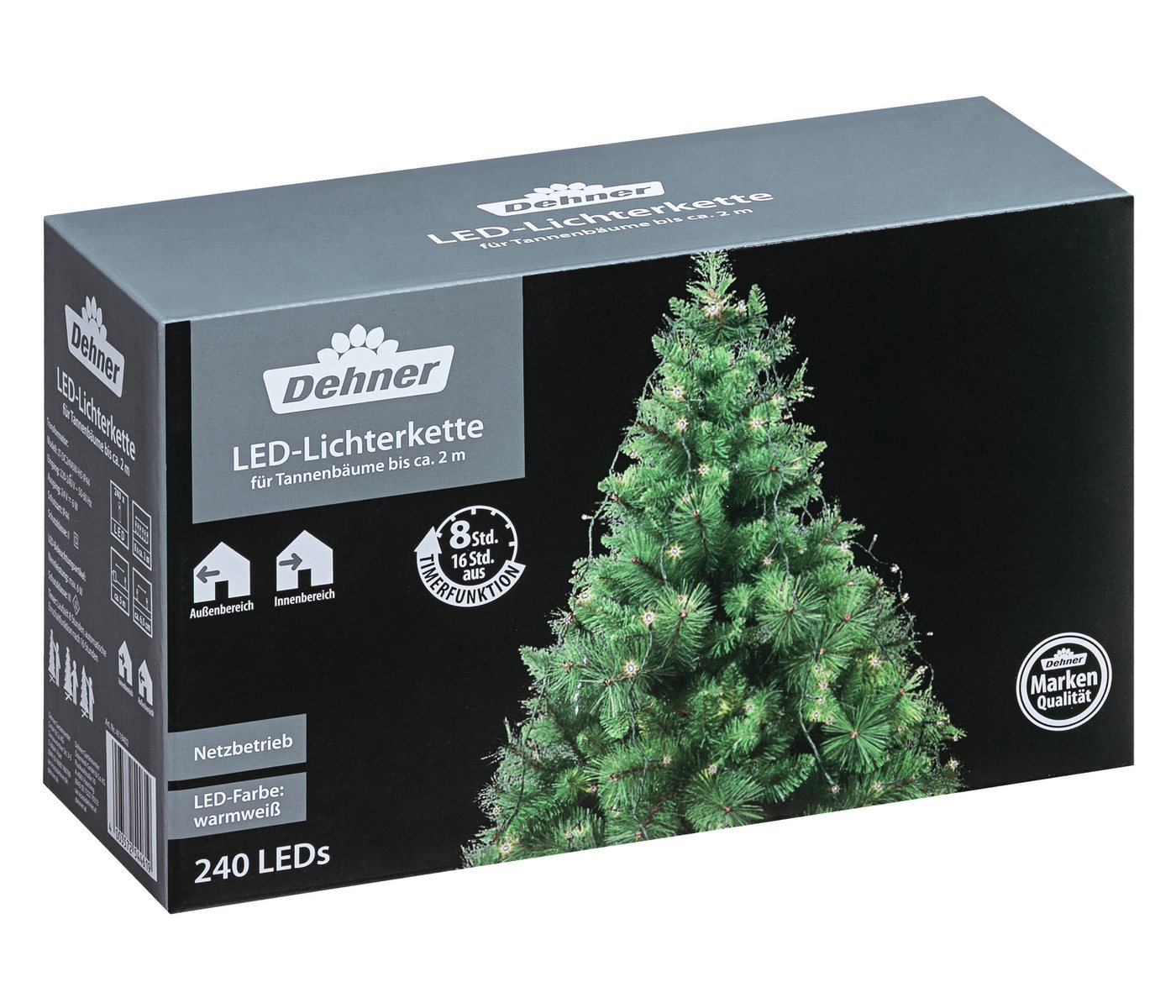 Dehner LED-Lichterkette LED Lichterkette für Weihnachtsbäume, 240 LEDs, warmweißes Licht, Länge 200 cm, für Indoor/Outdoor von Dehner