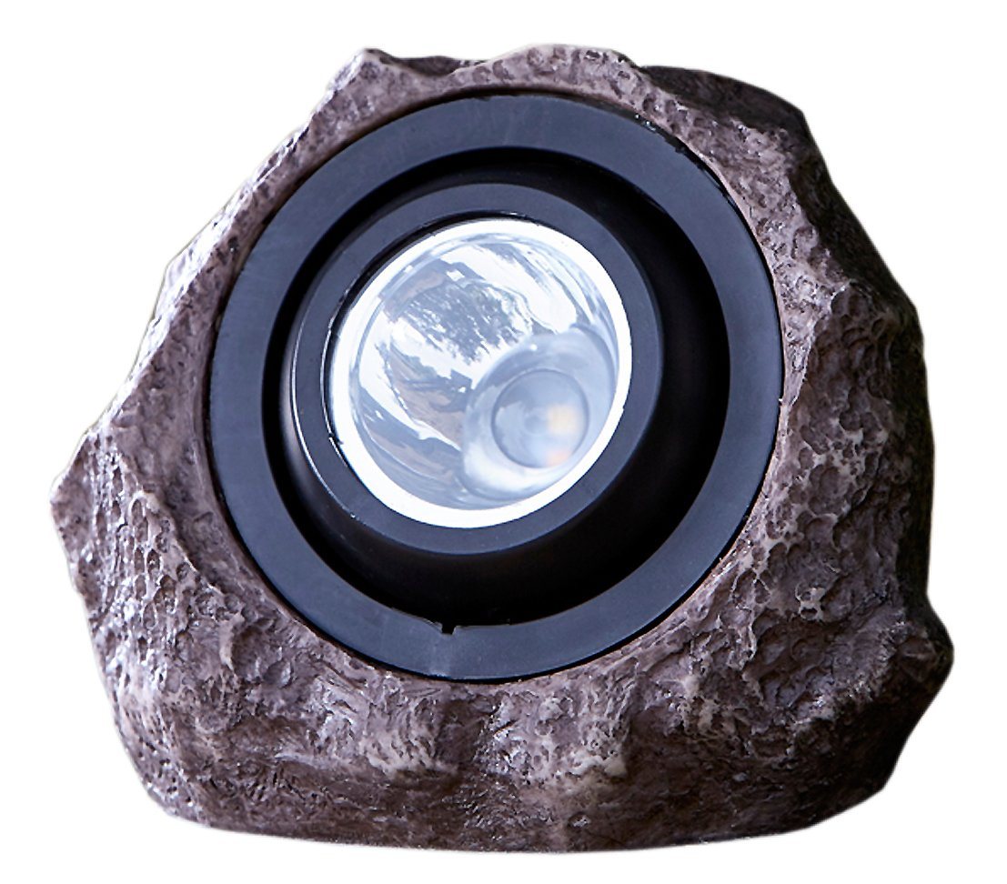 Dehner LED Solarleuchte Premium Solarstein Pedra, 20 x 16.5 cm, Polyresin, Kaltweiß von Dehner