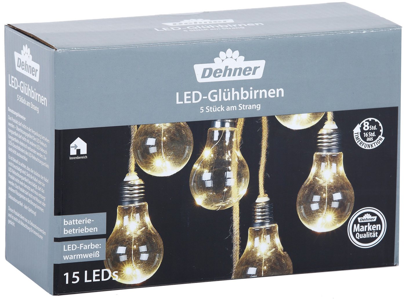 Dehner Lichterkette Retrolichterkette mit LED-Beleuchtung, Länge 70 cm von Dehner