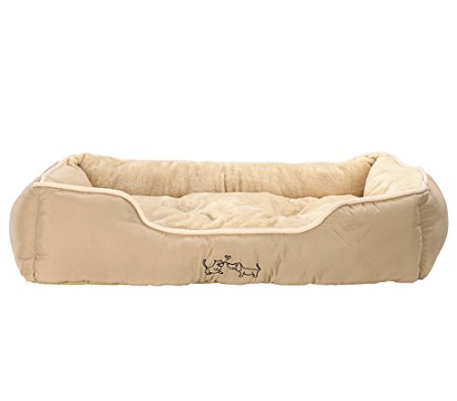 Dehner Lieblinge Hundebett und Katzenbett Sammy, ca. 90 x 70 x 20 cm, Polyester, beige von Dehner