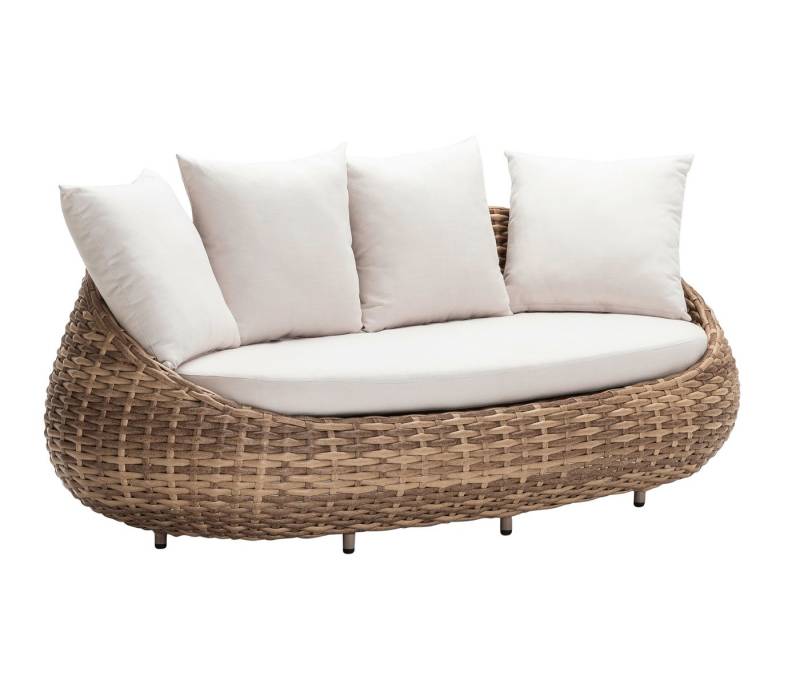 Dehner Gartenlounge-Set Lounge-Sofa Tulum, 3-Sitzer Sofa inkl. Polster, 208 x 97 x 76 cm, modernes, hochwertiges Outdoor-Sofa mit wasserabweisendem Bezug von Dehner