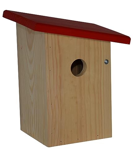 Dehner Natura Wildvogel-Nistkasten Jonna, ca. 19 x 24 x 16 cm, aus FSC® - zertifiziertem Kiefernholz, rot / natur von Dehner