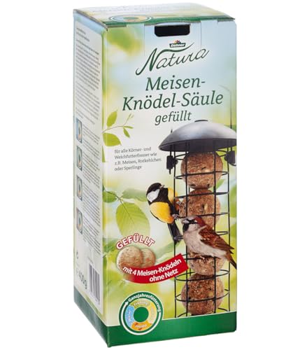 Dehner Natura Wildvogel-Futtersäule, Meisenknödelsäule mit 4 Knödeln, wiederbefüllbar, Metall, schwarz von Dehner