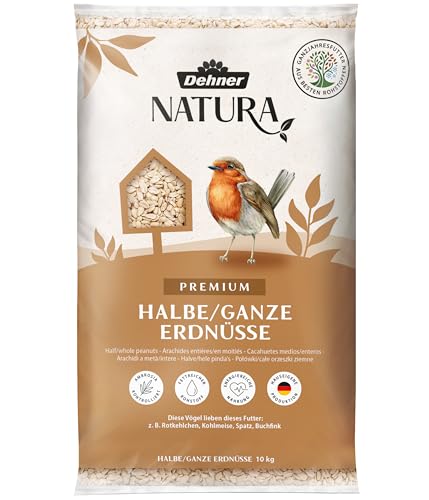 Dehner Natura Premium Wildvogelfutter, halbe / ganze Erdnüsse schalenfrei, Ganzjahresfutter proteinreich / energiereich, hochwertiges Vogelfutter für Wildvögel, 10 kg von Dehner