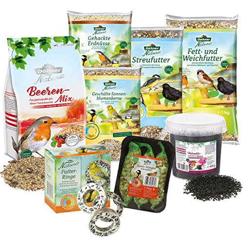 Dehner Natura Premium Wildvogelfutter, Futterbuffet Maxi, Ganzjahresfutter energiereich / kraftspendend, hochwertiges Vogelfutter-Set für Wildvögel, 8-teilig Dehner Natura Premium Wildvogelfutter, Futterbuffet Maxi, Ganzjahresfutter energiereich / kraftspendend, hochwertiges Vogelfutter-Set für Wildvögel, 8-teilig von Dehner