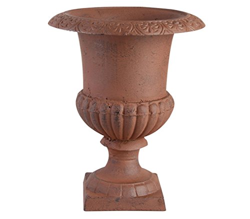 Dehner Pflanzvase nostalgisch, Ø 31 cm, Höhe 44 cm, Gusseisen, edelrostfarben von Dehner
